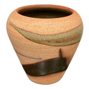 Alfa Dom‎ Vintage Small Handcrafted Sandstone Pottery Vase Signed by Artist